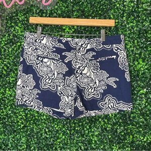 Dalia Collection Paisley Blue White Shorts Sz 8